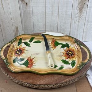 Sunflower Serveware Tray with Knife